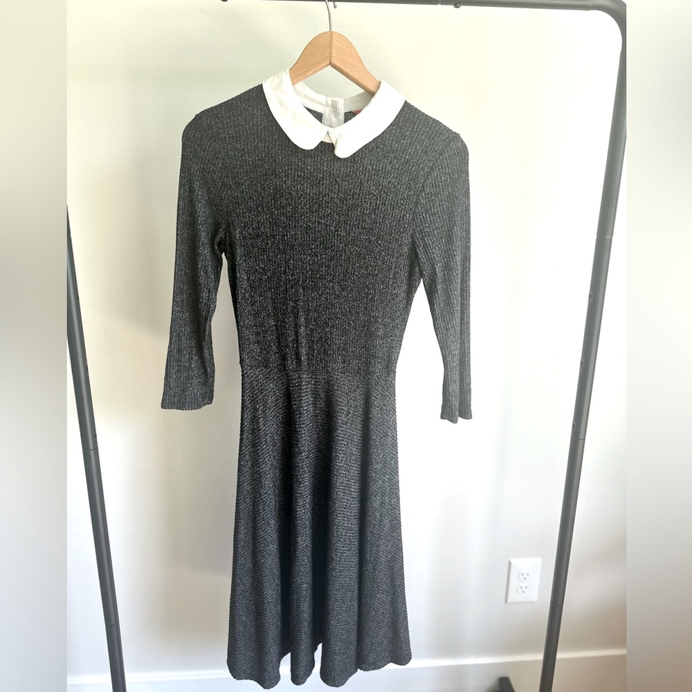 ModCloth dress size medium. Grey with white color. Knee length.